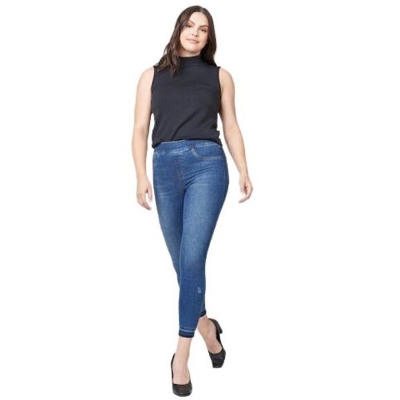 SPANX Distressed High Rise Skinny Ankle Medium Wash 20203R Large - Picture 1 of 4